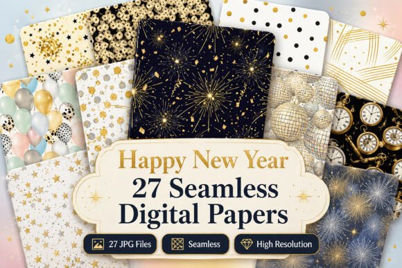 Download Happy New Year Seamless Papers Set - Seamless paper Collection