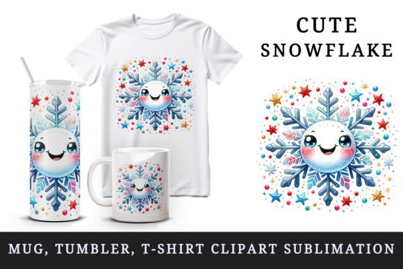 Download Cute Snowflake Tumbler Mug Wrap Clipart - Wrap Collection