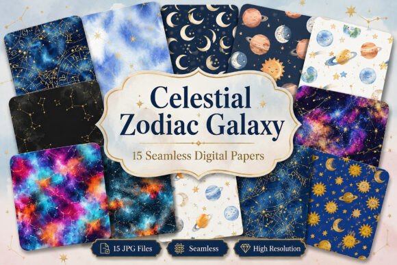 Download Celestial Zodiac Galaxy Seamless Paper - Seamless paper Collection