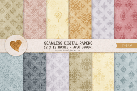 Download Grunge Damask Seamless Paper Patterns - Seamless paper Collection