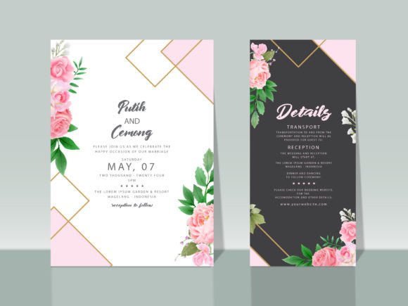 Download Beautiful Pink Roses Wedding Invitations - Invitations Collection